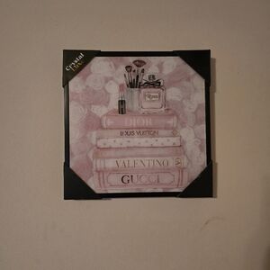 Crystal Luxe Designer Book Stack Wall Art Gucci Valentino Lv Art